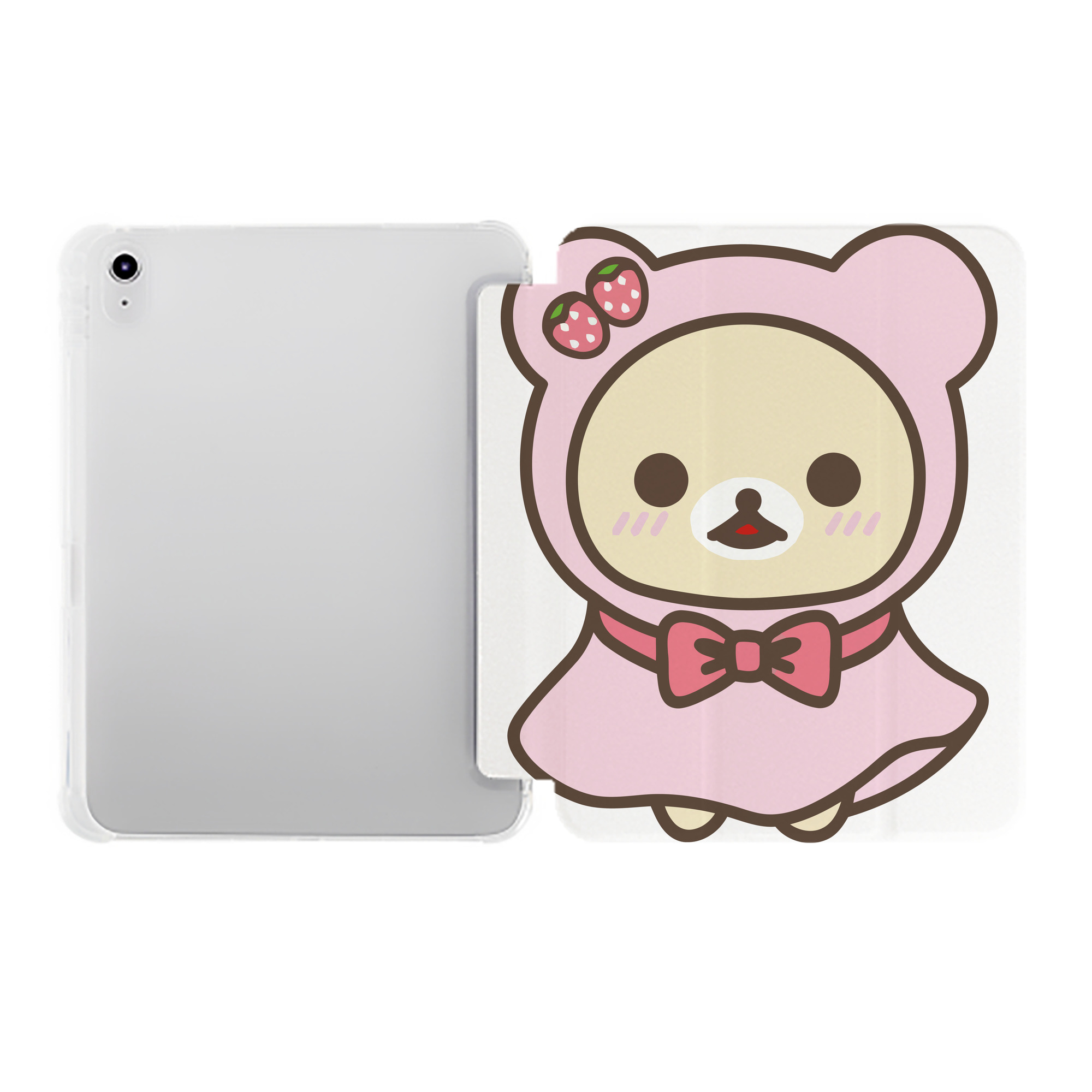 （画像用） リラックマ リラックマ キイロイトリ Rilakkuma Korilakkuma Kiiroitori IPad ケース ペン収納付き 三つ折りスタンド PUレザー×シリコン 対応機種9.5/10.5/10.9インチ